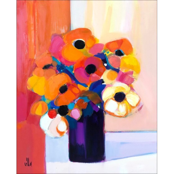 Koop Flower Bouquet Aldo Villa Oil op Canvas