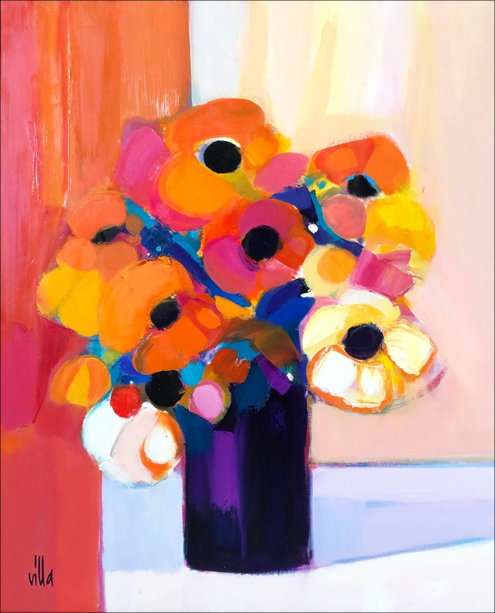 Buy The bouquet of flowers Aldo VILLA Oil on canvas
