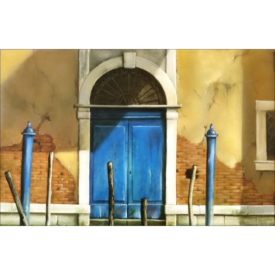 Tyrone Aguado - olie op canvas "Gondel in Venetië" 35x27cm (5F)