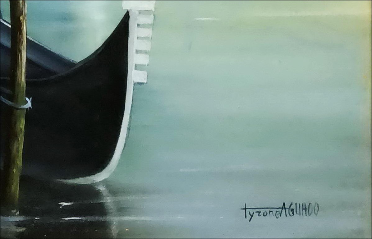 Tyrone Aguado - Olio su tela "Gondola a Venezia" 35x27cm (5F)