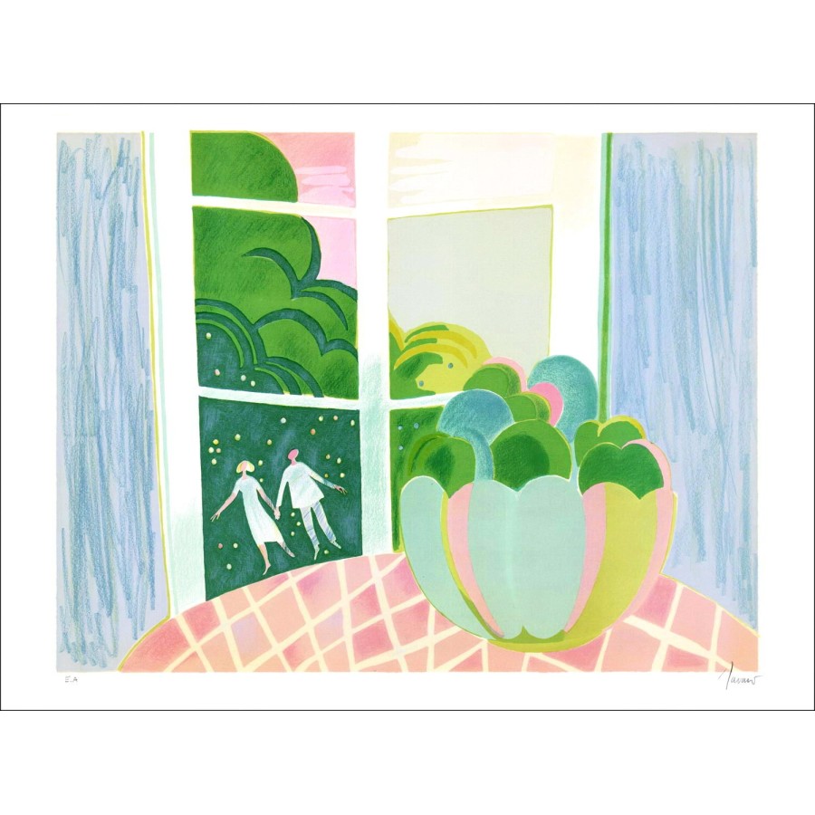 Albert ZAVARO - Original Lithograph "The Fruit Bowl" 54x74cm