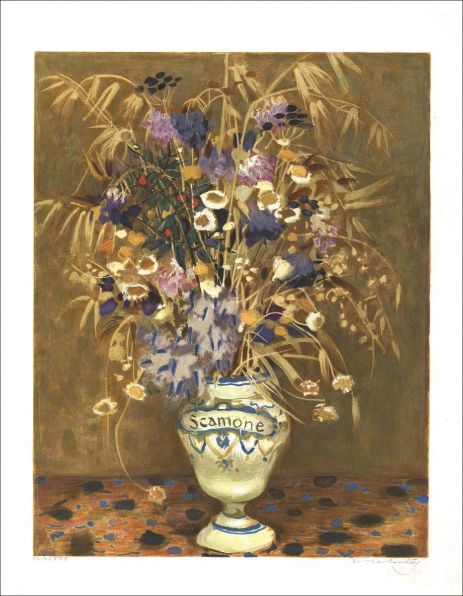 Eugene Baboulène - Litografia originale "The Champêtre Bouquet" 69x54cm