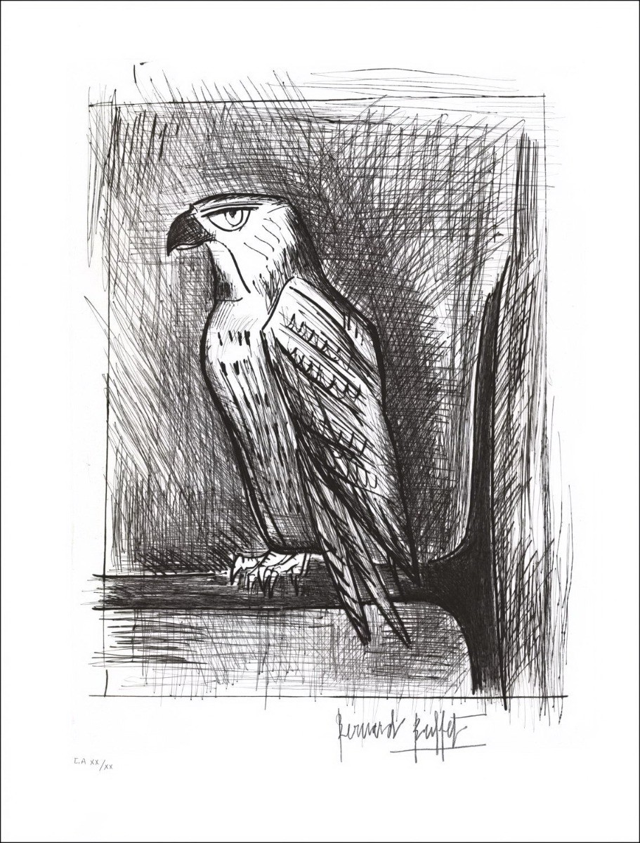 Bernard Buffet 'L'Aigle' - Grabado de punta seca excepcional