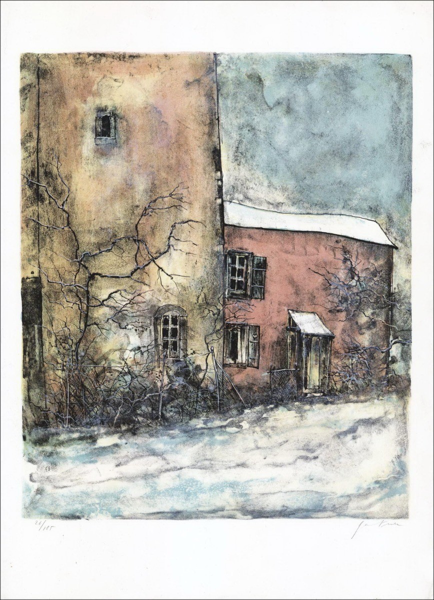 Kaufen original lithographie schnee farm bernard gantner