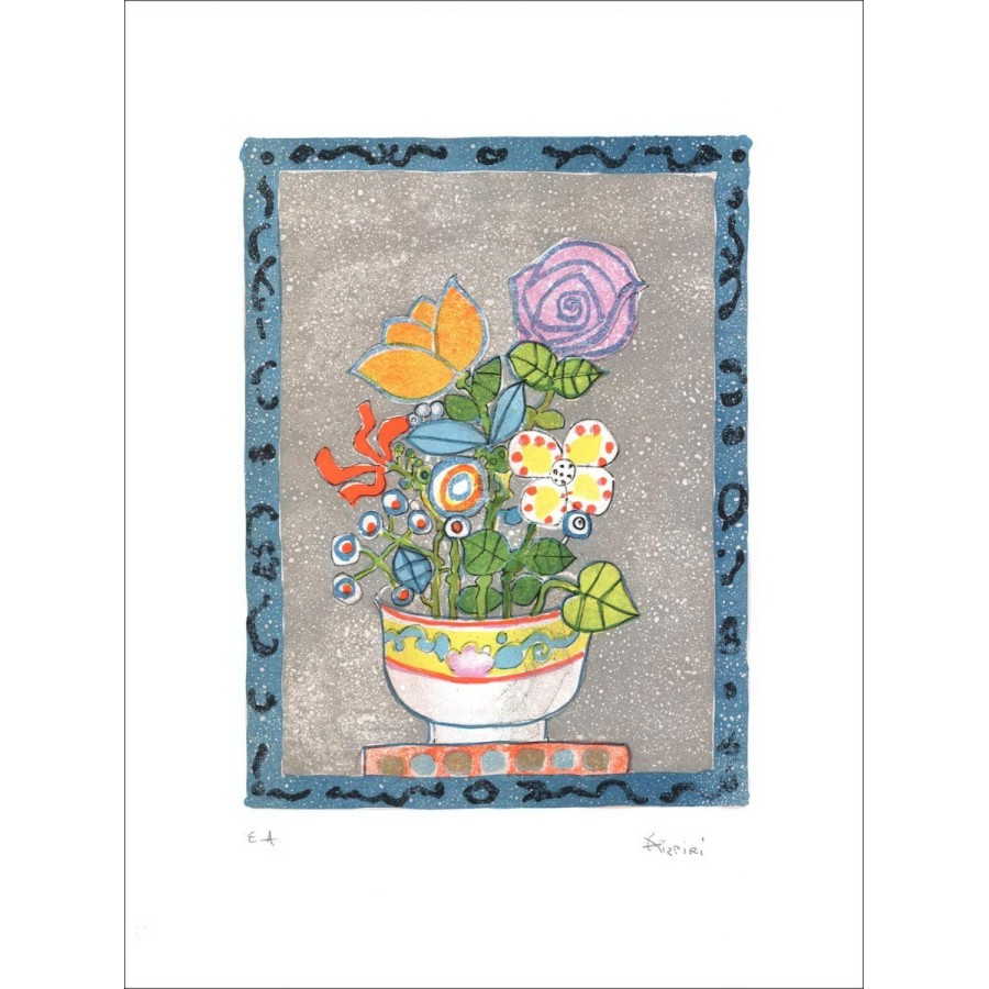Paul Aïzpiri - Litografia originale "Il bouquet di fiori 44" 59x45cm