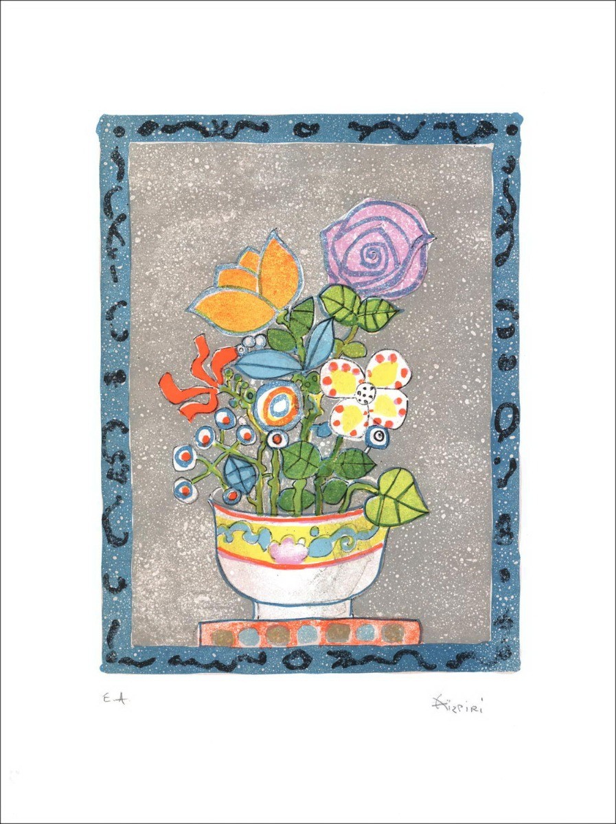 Paul Aïzpiri - Originele litho "Het boeket van bloemen 44" 59x45cm