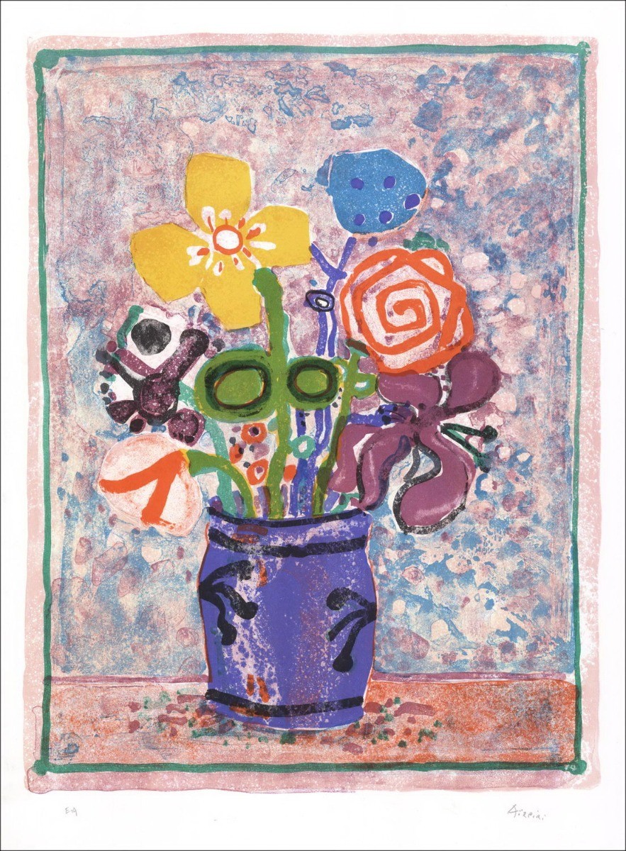 ➔ Paul Aïzpiri - "The Bouquet of Flowers 50" - Litografia originale 76x55cm