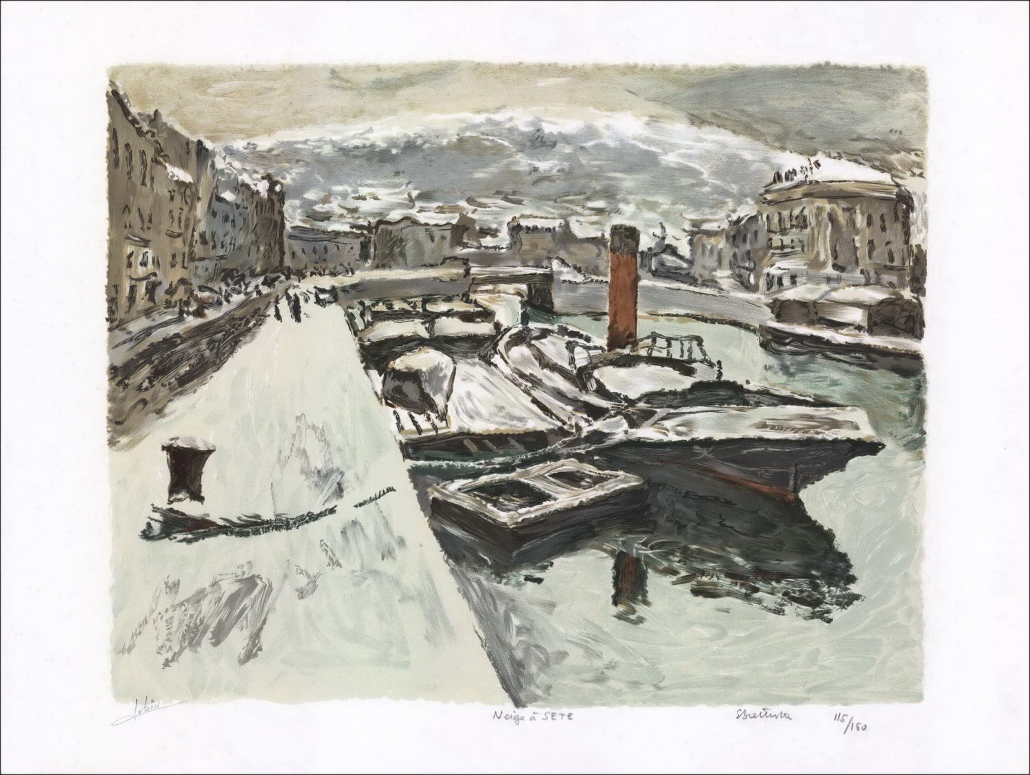 Éric BATTISTA - Original Lithograph "Set Snow" 48x65cm