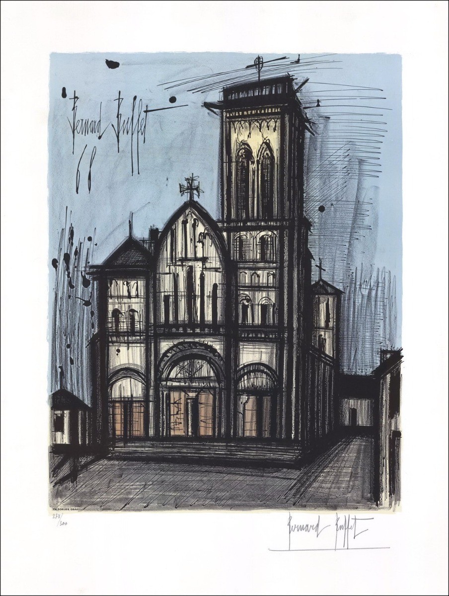 Comprare Basilica di Vézelay Bernard Buffet Litografia originale del buffet 1968