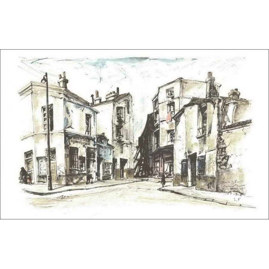 Leonard Tsugouharu Foujita - Lithosche "Rue de la Health and Passage Prévost, Parijs XV" 36x56cm - 1964