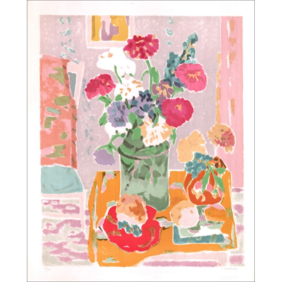 Jules Cavaillès - Litografía original "Ramo de flores" 76x54cm - Litografía original firmada a lápiz por el artista