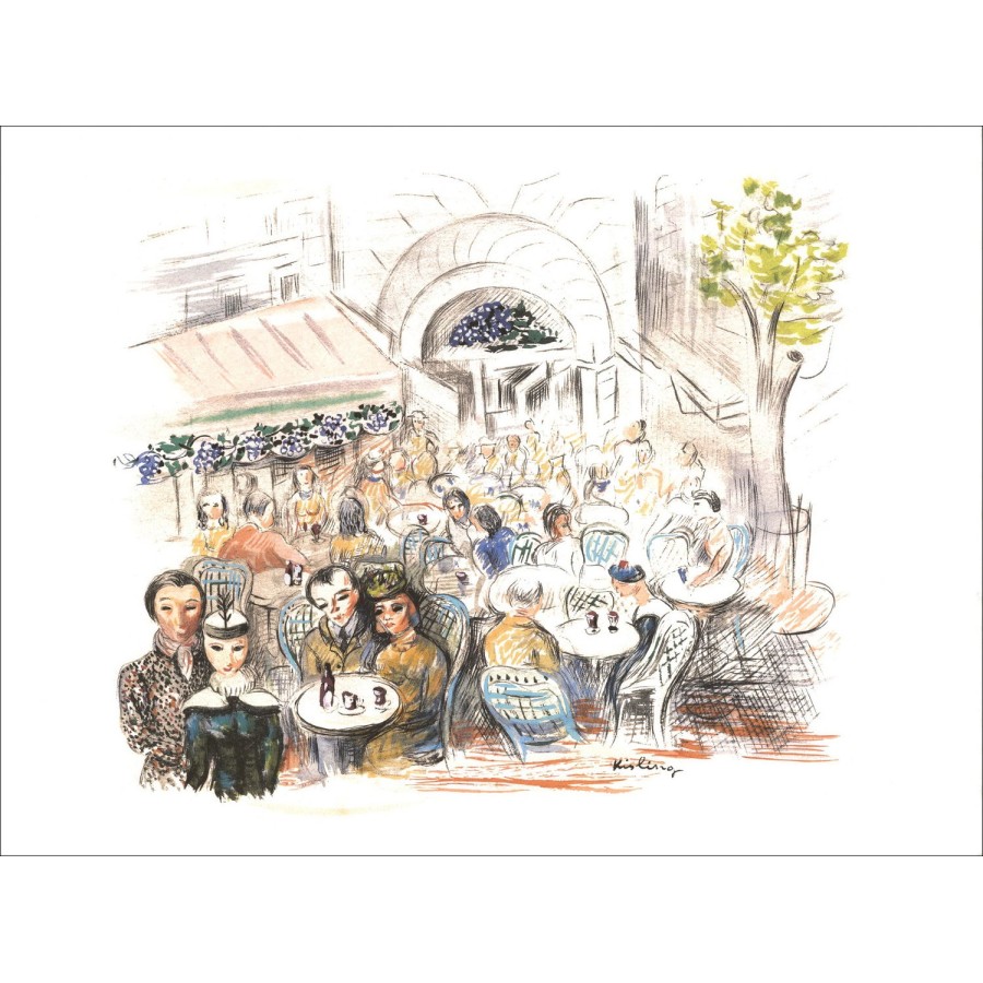 Moïse KISLING - Lithographie "Paris - Café des Sirènes" 29x39cm