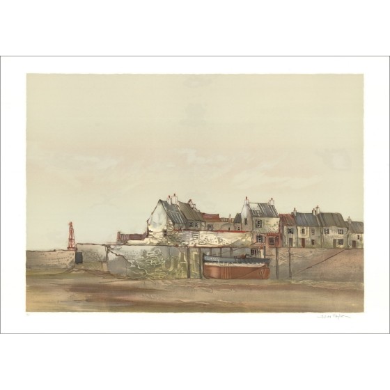 Julian TAYLOR: Original Lithograph "Low Tide Near Cherbourg" 54x76cm - Signed in pencil by the artist