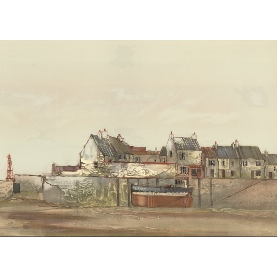 Julian TAYLOR: Original Lithograph "Low Tide Near Cherbourg" 54x76cm - Signed in pencil by the artist