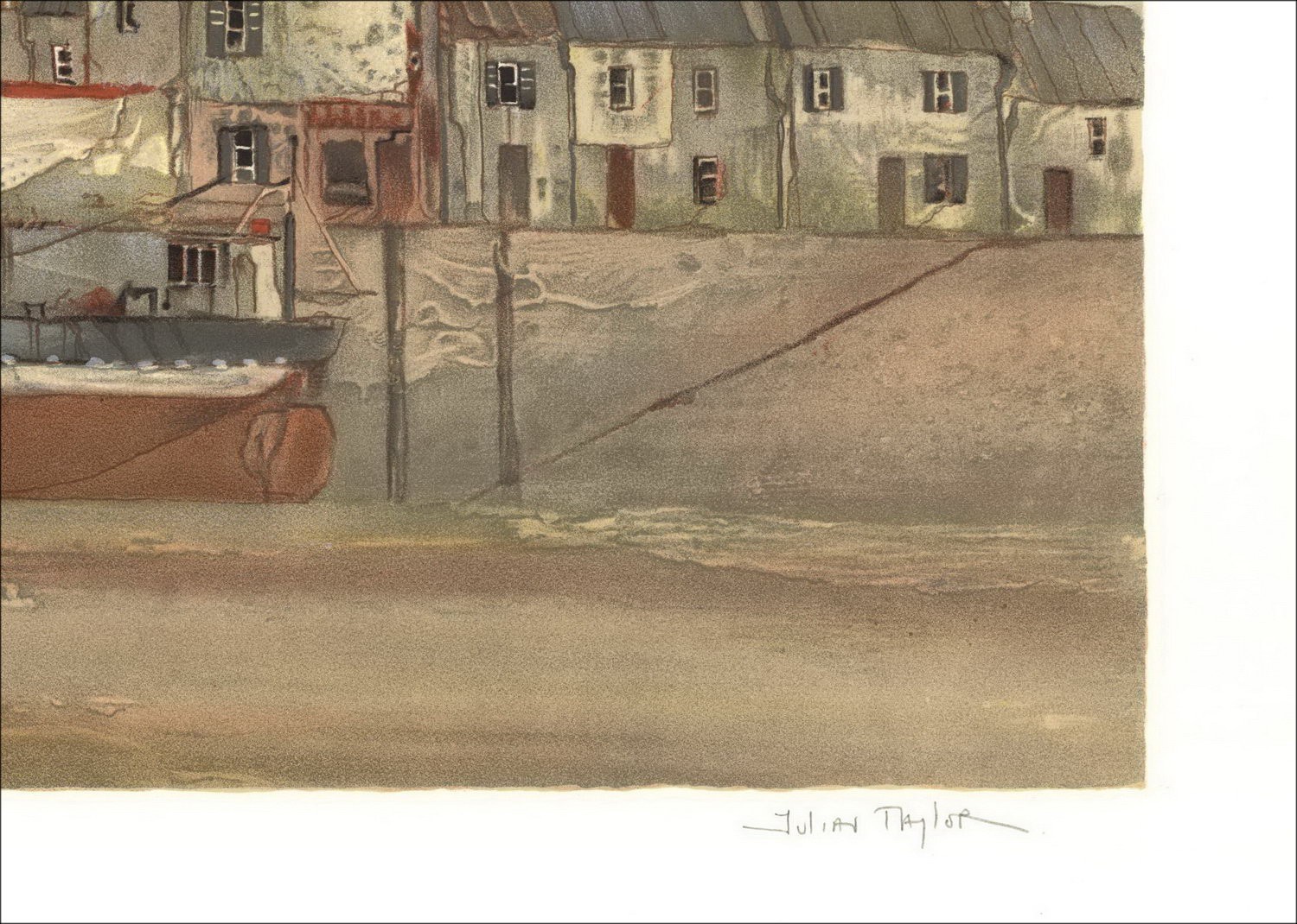 Julian Taylor: Original-Lithographie "Ebbe in der Nähe von Cherbourg" 54x76cm - in Bleistift vom Künstler unterzeichnet