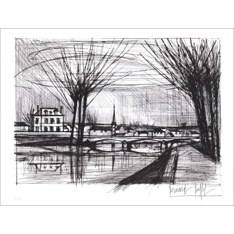Acquista Canal Soissons Incisione originale Bernard Buffet 1964