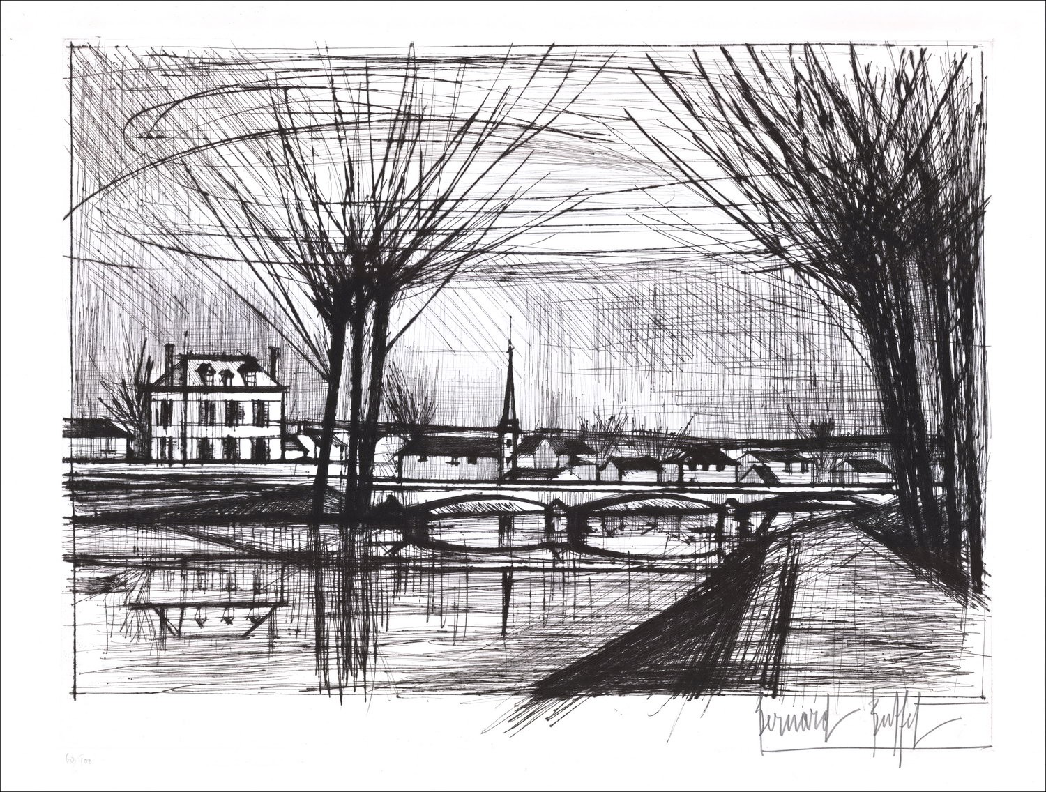 Comprar canal soissons original grabado bernard buffet 1964