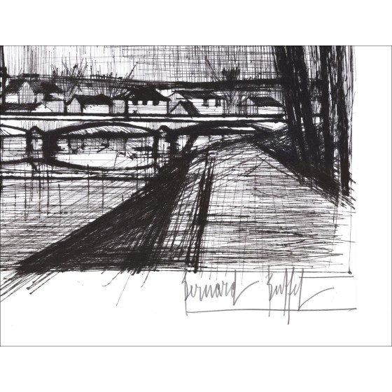 Koop Canal Soissons Original Gravure Bernard Buffet 1964