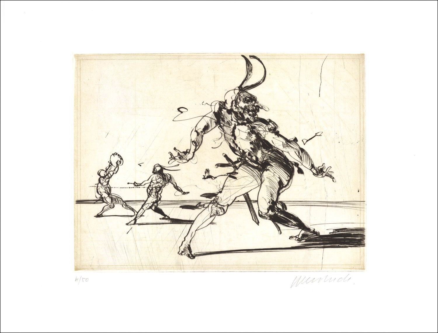 Purchase Engraving Claude WEISBUCH Homage to Callot, Dancing Gesticulating Ball.