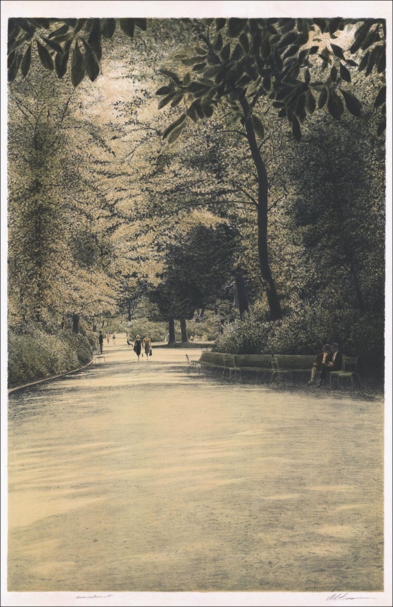 Harold ALTMAN - Original Lithograph "Park Drive" 103x67cm