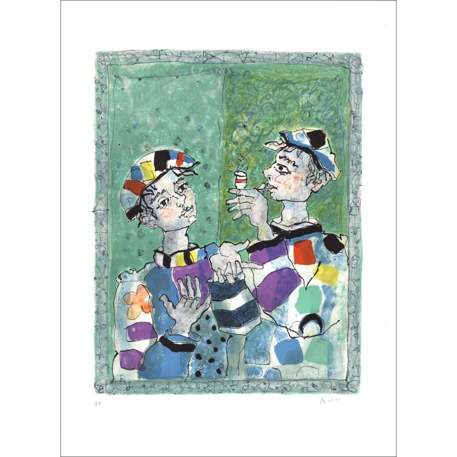 Paul Aïzpiri - Litografia originale "The Pipe has" 76x56cm