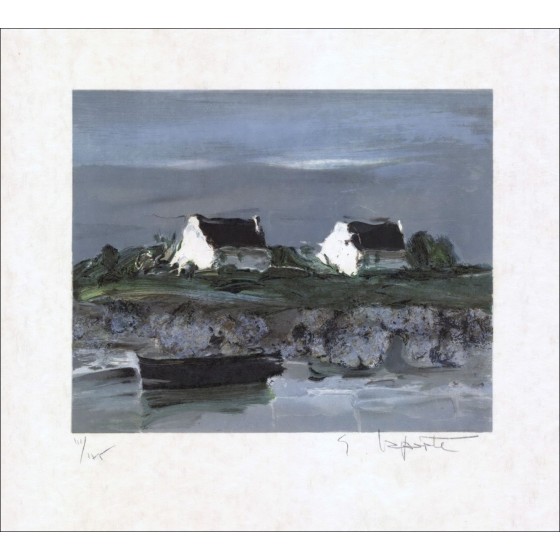 Georges Laporte - Original-Lithographie auf Japan-Papier "Sommermorgen" 32x36cm - signiert und nummeriert in Bleistift