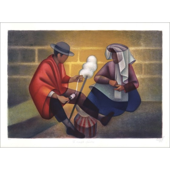 Kaufen Sie Louis Toffoli Lithographie Peruanisches Paar La Quenouille 1974