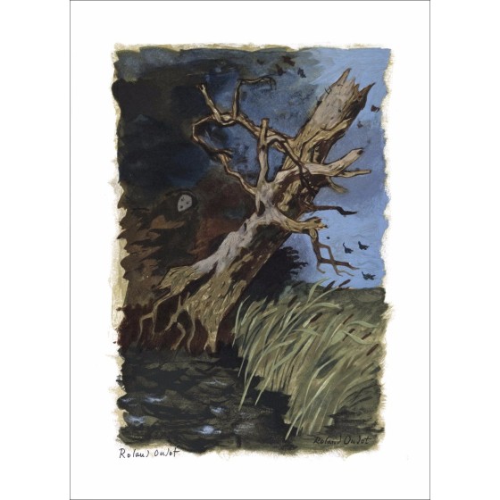 OUDOT Roland - Original wood engraving "The oak and the reed" hand-signed by the artist