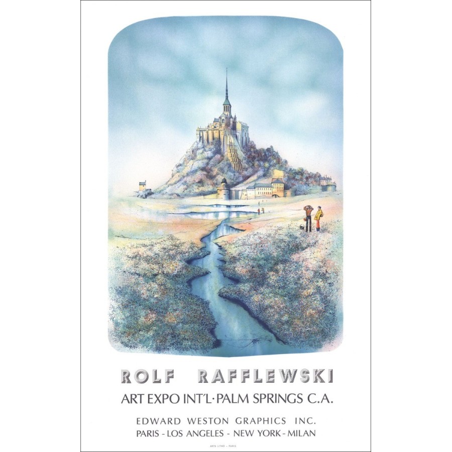 Rolf Rafflewski - Litografía "Exposición de arte de arte, palm bridas" 87x56cm - 1979