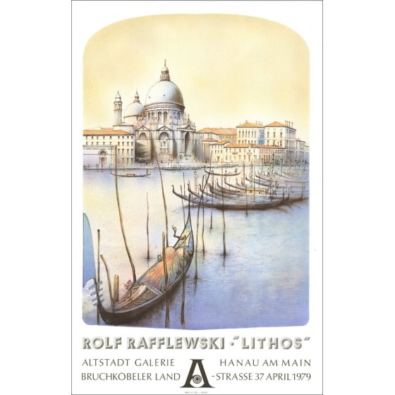 Rolf Rafflewski - Litografía "Exposición Aldstadt Gallery, Hanau Am Principal" 87x56cm - 1979