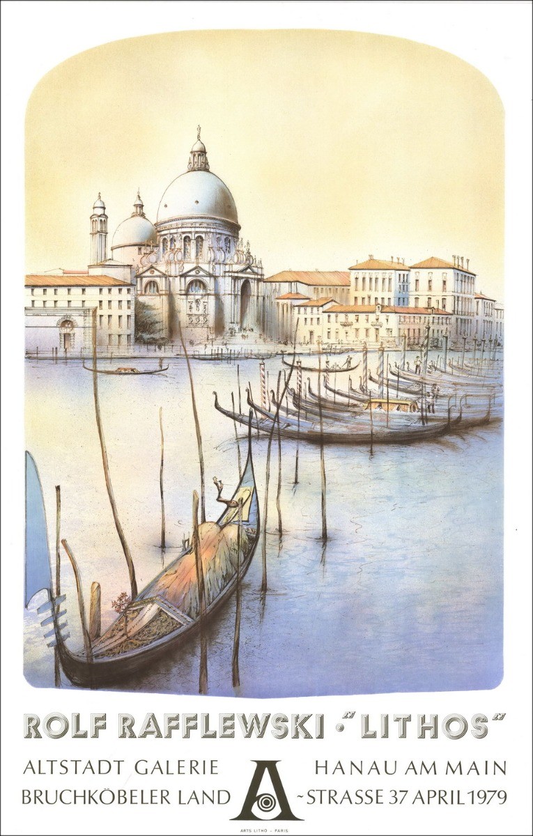 Rolf Rafflewski - Lithographie "Ausstellung Aldstadt Galerie, Hanau am Main" 87x56cm - 1979