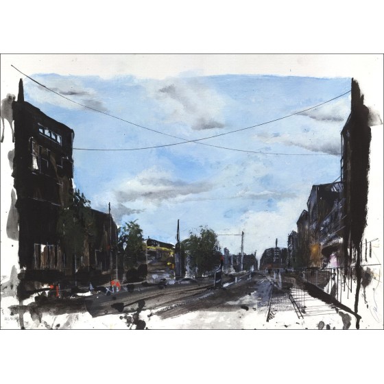 Lithographie Charlelie Couture zum Kauf - Straßenlandschaft