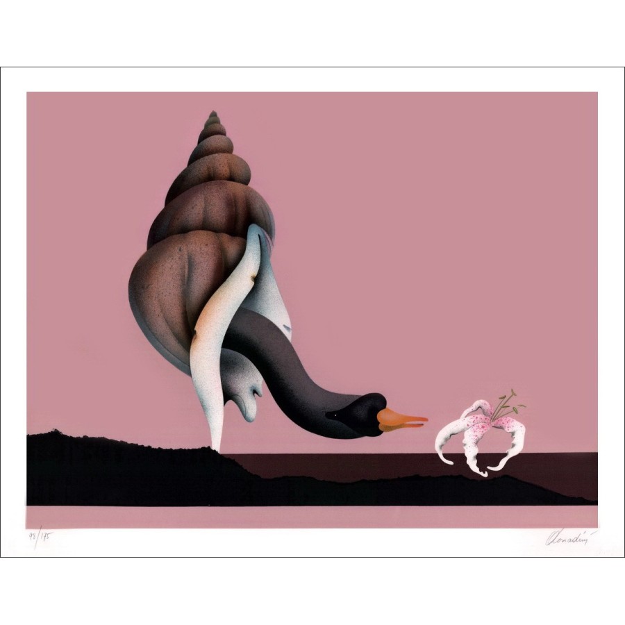 Jean-Paul DONADINI "Le Cygne et le coquillage" Lith Origin Originele op velenpapier, getekend met potlood en genummerd