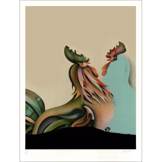 Jean-Paul DONADINI "Le Coq" Lith Origin Oorspronkelijk op velenpapier, getekend met potlood en genummerd