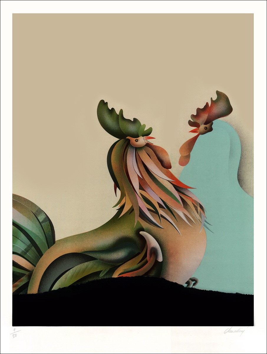 Jean-Paul DONADINI "Le Coq" Lith Origin Oorspronkelijk op velenpapier, getekend met potlood en genummerd