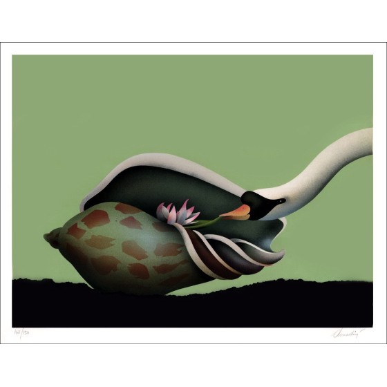 Jean-Paul DONADINI "De zwaan en de orchidee" Lith Origin Originele op velenpapier, getekend met potlood en genummerd