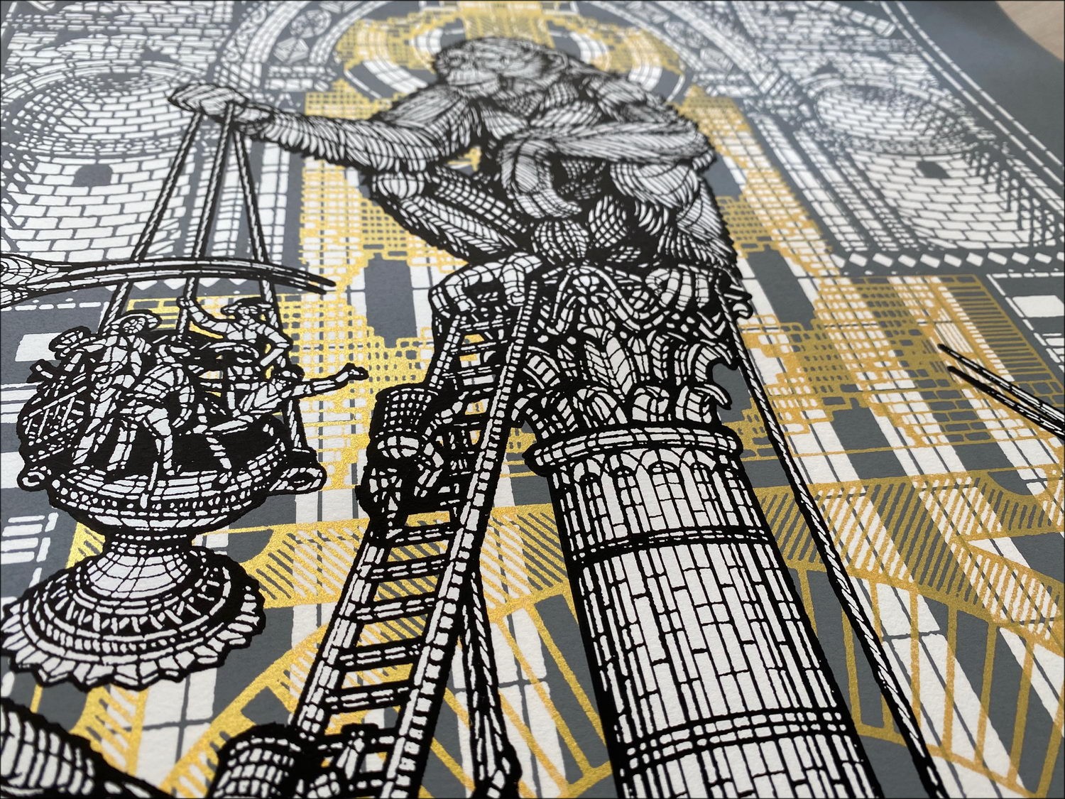 Monkeybird Original Screen Print mit 24 Carat Gold zum Kauf - Siméon 2020