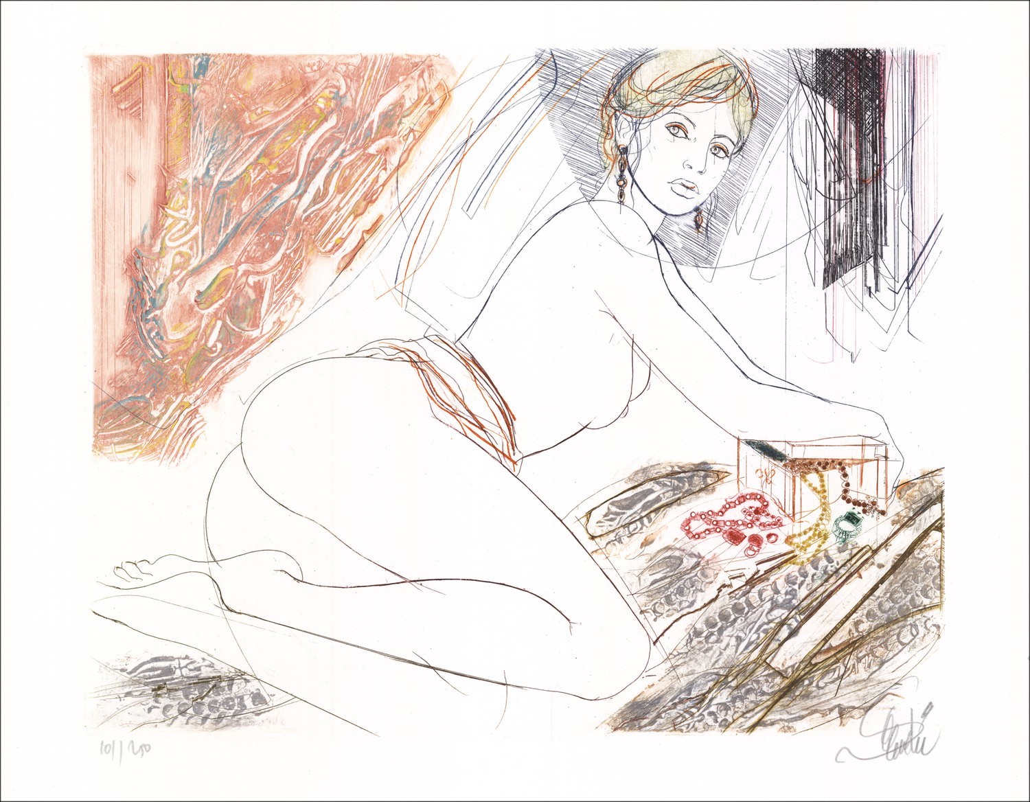 Jean-Baptiste Valadie - Incisione originale "Il 7 ° dei peccati capitali, il danno" 35x45cm