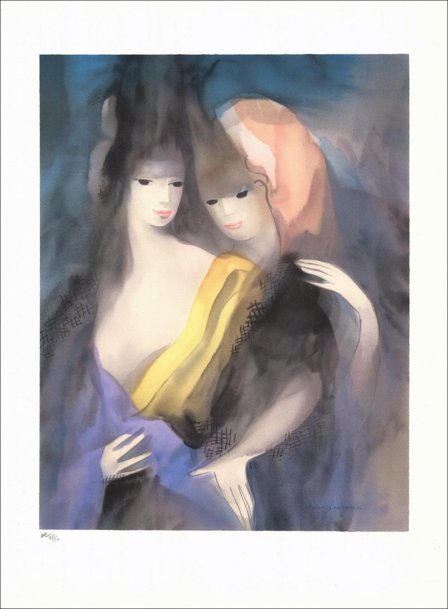 Marie Laurencin - Litografia dopo un acquerello "I due amici 01" 76x56cm