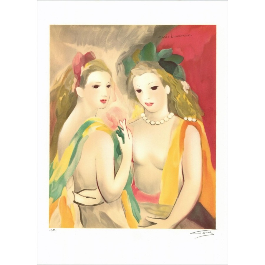 Marie Laurencin - Litografia dopo un acquerello "I due amici 03" 76x56cm