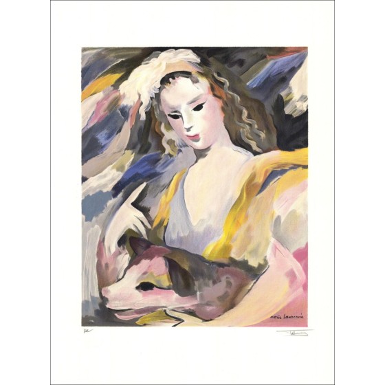 Marie Laurencin - Lithographie nach einem Aquarell "Frau mit dem Hund" 76x56cm
