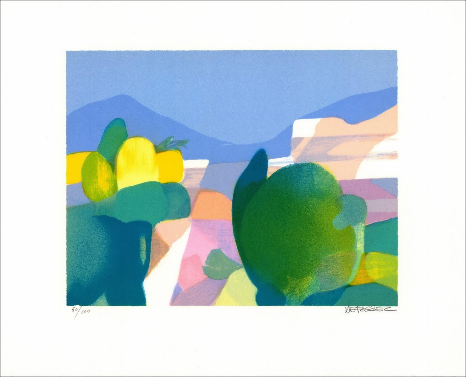 Alfred Defossez - originale firmato e numerato "PROVENCE PACHNO, MOUGINS" 45x55cm