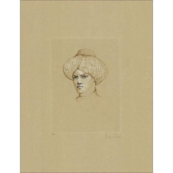 Il viso dell'uomo di incisione originale a Leonor Turban finì per comprare