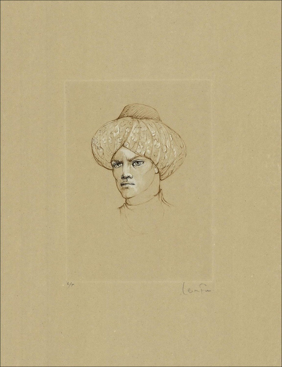 Il viso dell'uomo di incisione originale a Leonor Turban finì per comprare