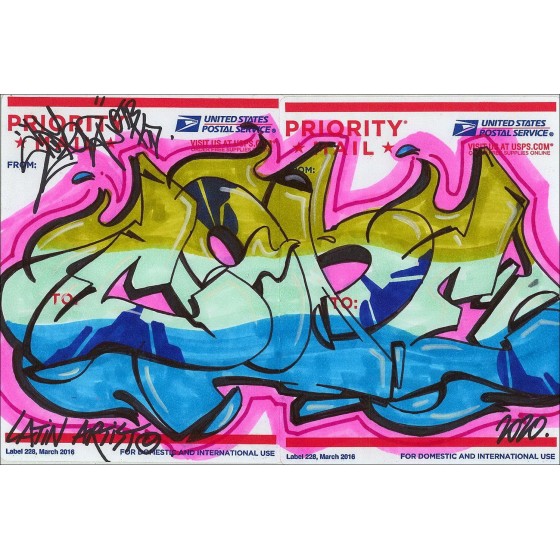 COPE2 - Original Felt Tekening "Postal Slap 02" 14x21cm - 2020