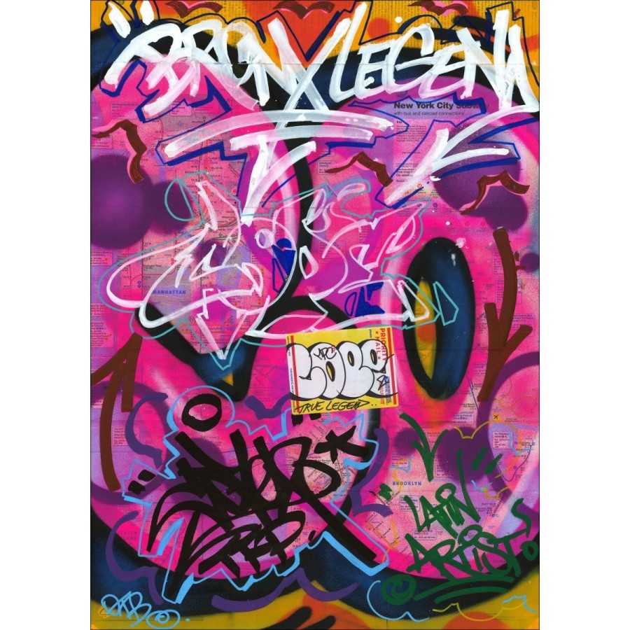 Koop acryl op metroplan COPE2 - Purple van New York