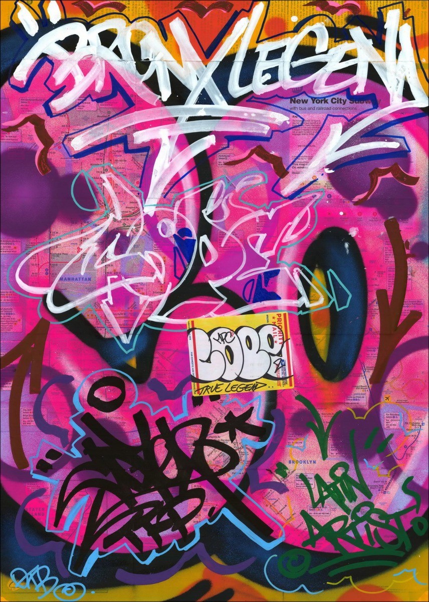 Koop acryl op metroplan COPE2 - Purple van New York