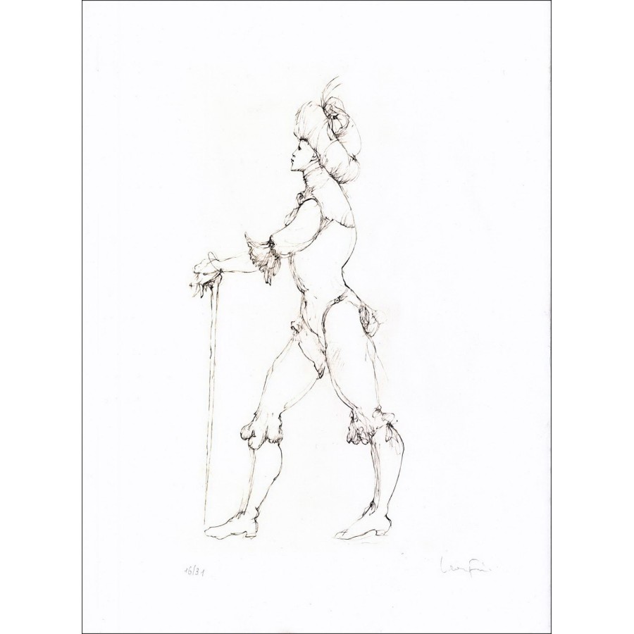 Léonor FINI - Gravure Originale à la pointe sèche "Les élus de la nuit 01" 38x28cm - Signée ua crayon et numérotée - 1986 - Pa