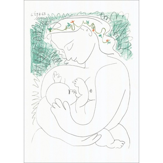 "Maternidad, mujer y niño" de Picasso - Litografía autenticada