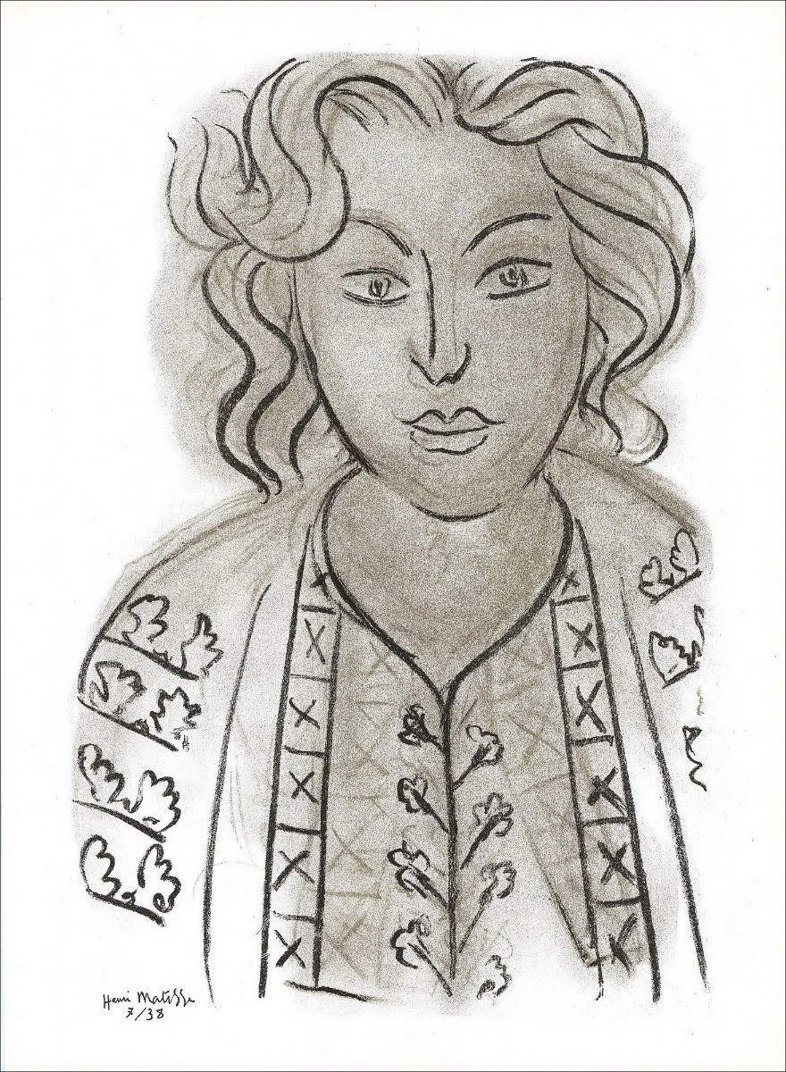 "Porträt der Frau" von Henri Matisse - Lithographie unterzeichnet 1939